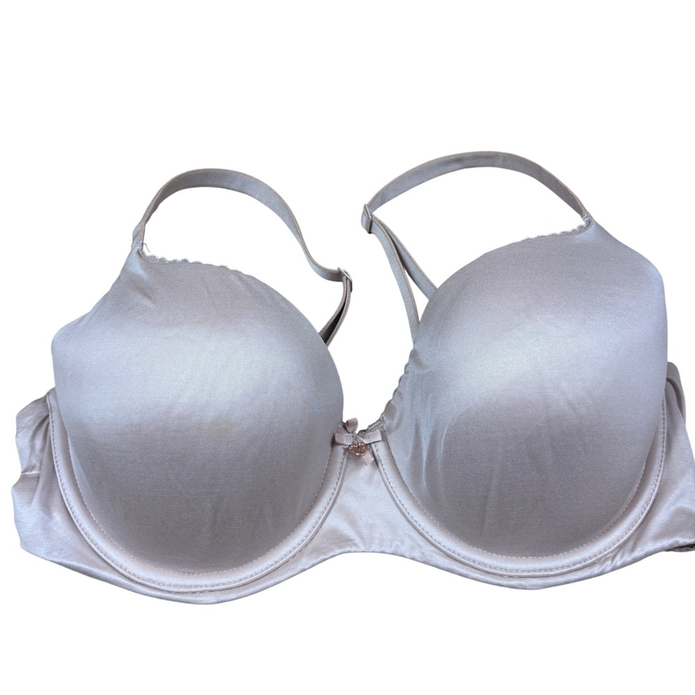 Victoria's Secret Lined Demi Underwire Bra Nude Beige Satin Basic Size 34DD